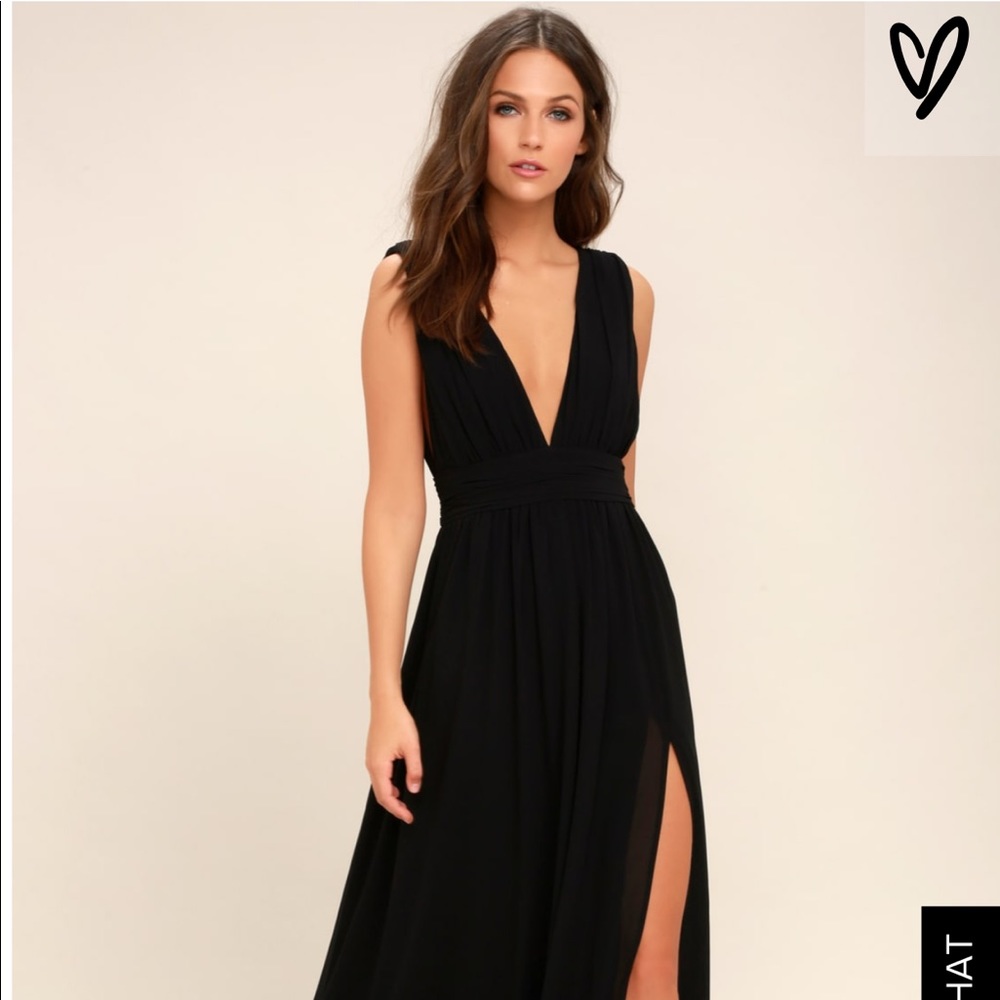 New Lulu’s Black Heavenly Hues Dress Gown | sz xs